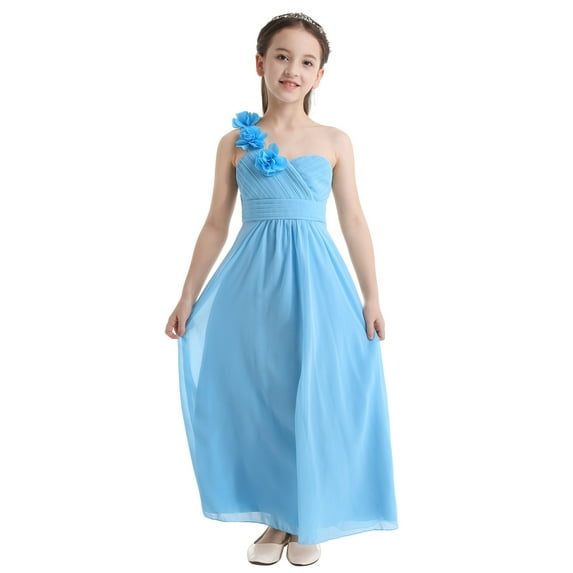 MSemis Kids One-shoulder Floor Length Flower Girl Dress