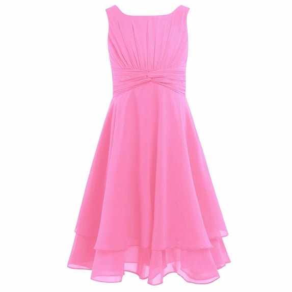 MSemis Kids Sleeveless Knotted Waist Ruched Flower Dress
