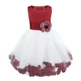 thumbnail image 1 of MSemis Kids Wedding Party Bowknot Petals Flower Girl Dress A Burgundy 4, 1 of 5