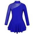 thumbnail image 1 of MSemis Little Big Girls Mock Neck Mesh Splice Figure Ice Skating Dress Gymnastics Skirted Leotard, 1 of 3