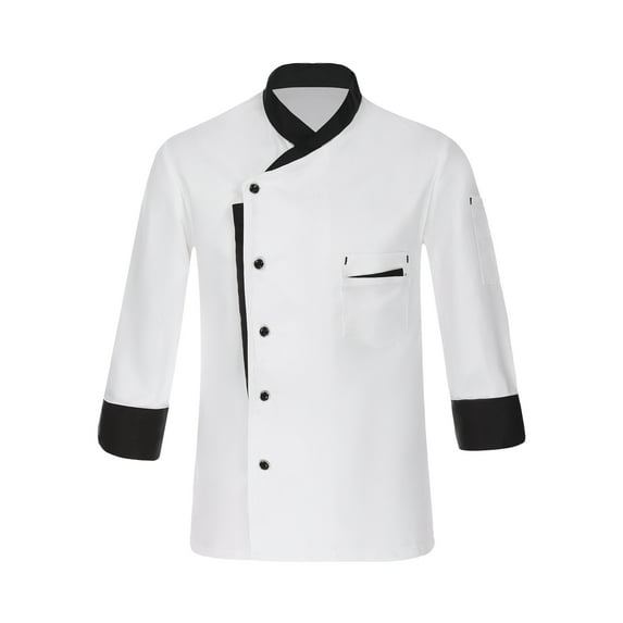 MSemis Long Sleeves Men Women Chef Coat Jacket Uniform Unisex for Kitchen Restaurant Hotel White XL