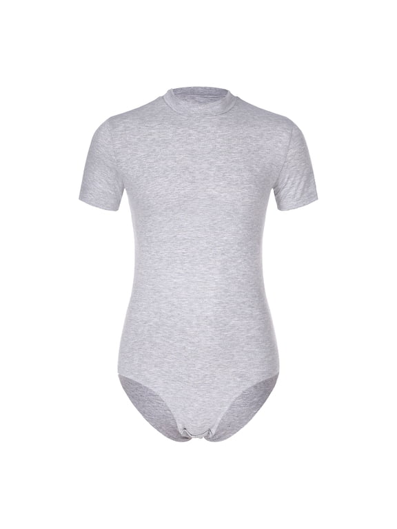 Men Stretchy Short Sleeve Bodysuit Base Layer Basi Top