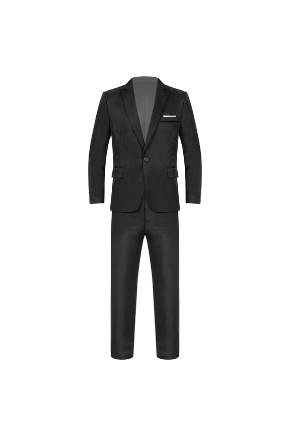 Men Suit 2 Pieces Formal Business Solid Tuxedos Blazer Trousers