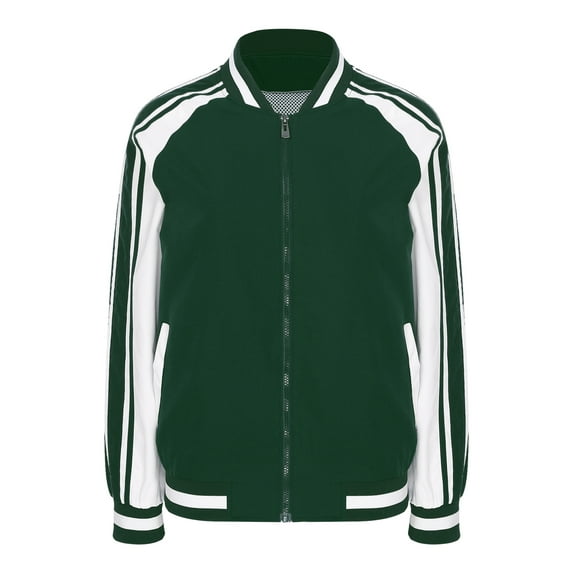 MSemis Men Zipper Varsity Jacket Baseball Jacket Outerwear Lightweight Bomber Jacket Coat Dark Green XL