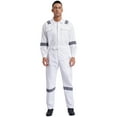 thumbnail image 1 of MSemis Men's 100% Cotton Work Overalls Reflective Strips Jumpsuit Dustproof Dungarees Coveralls White 5XL/195, 1 of 7