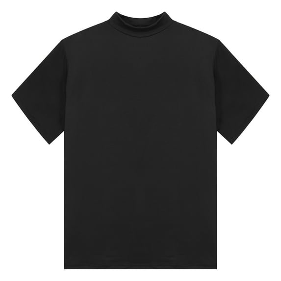 MSemis Men's Casual Short Sleeve Basic Turtleneck Slim Fit Undershirt Pullover Tops Black L