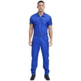 thumbnail image 1 of MSemis Men’s Coveralls Short Sleeve Mechanic Uniforms Work Overalls Jumpsuits with Removable Belt Blue XXL, 1 of 7