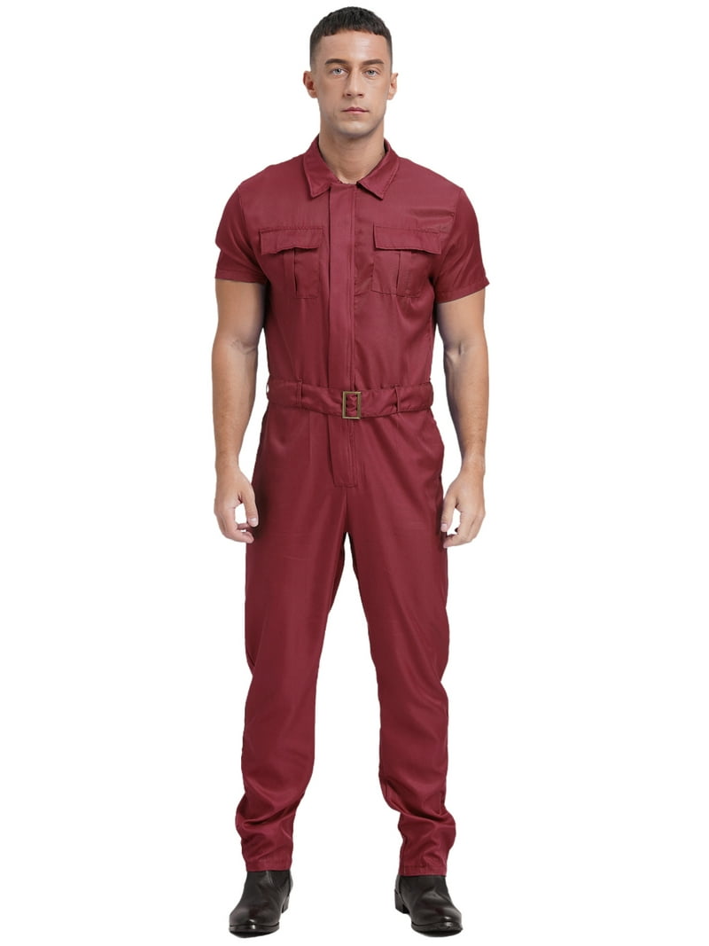 MSemis Men's Coveralls Short Sleeve Mechanic Uniforms Work