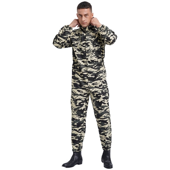 MSemis Men's Hooded Coverall Overalls Camouflage Work Wear for Workshop Repairman Camouflage XXL/180