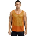 thumbnail image 1 of MSemis Men's Mesh Tank Tops Fishnet See Through Breathable Athletic Sportswear Orange L, 1 of 7