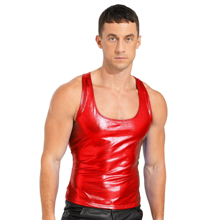 Red sleeveless hotsell t shirt