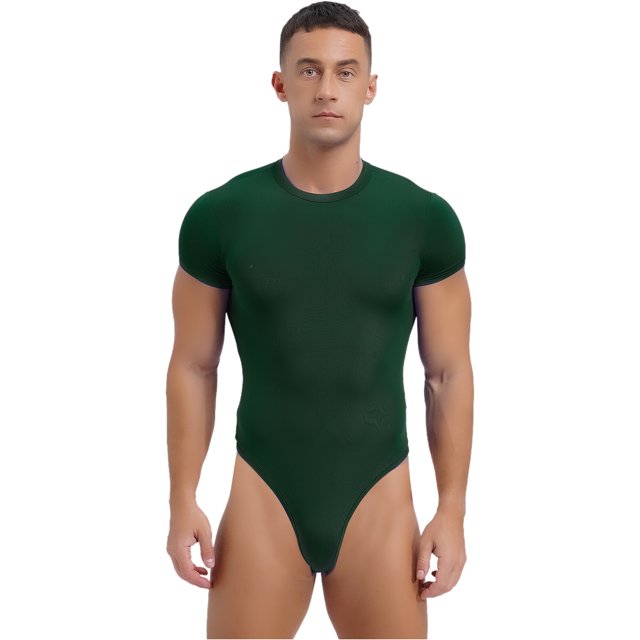 MSemis Men’s One Piece Leotard Thong Short Sleeve Shirt Bodysuits