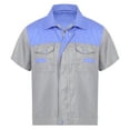 thumbnail image 1 of MSemis Men's Regular Fit Short Sleeve Industrial Work Shirt Performance Utility Uniform Shirt Blue&Grey S, 1 of 6