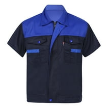 MSemis Men's Regular Fit Short Sleeve Industrial Work Shirt Performance Utility Uniform Shirt Blue XL
