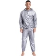thumbnail image 1 of MSemis Men's Sauna Suits Two Piece Hooded Long Sleeve Sweat Top and Pants Workout Tracksuit Type B Silver S, 1 of 7