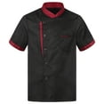 thumbnail image 1 of MSemis Men's Short Sleeve Button Chef Coat Jacket Kitchen Cook Shirt Uniforms for Food Service Black 3XL, 1 of 6