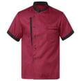 thumbnail image 1 of MSemis Men's Short Sleeve Button Chef Coat Jacket Kitchen Cook Shirt Uniforms for Food Service Red L, 1 of 6