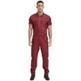 thumbnail image 1 of MSemis Men’s Short Sleeve Coverall Lightweight Cargo Romper Jumpsuit Burgundy L, 1 of 7
