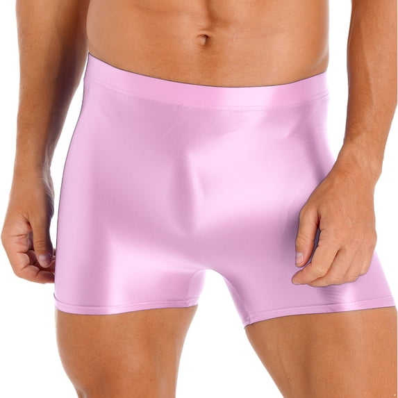 MSemis Men's Swim Trunks Elastic Nylon Underwear High Waist Swim Shorts Swimming Trunk Pink XL