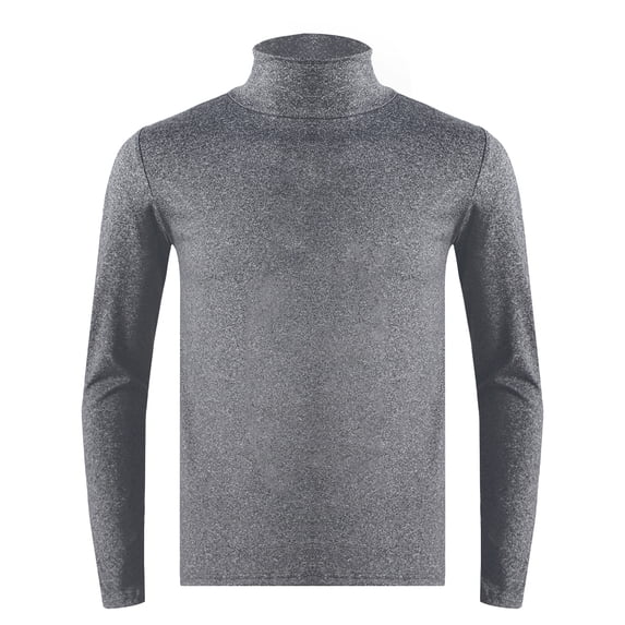 MSemis Men's Thermal Underwear Tops Basic Turtleneck Undershirt Pullover Tops Dark Gray XL