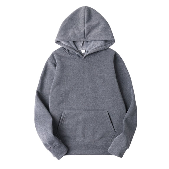 MSemis Mens Long Sleeves Hoodie Sweatshirt Solid Color Pullover Tops Dark Gray XXL
