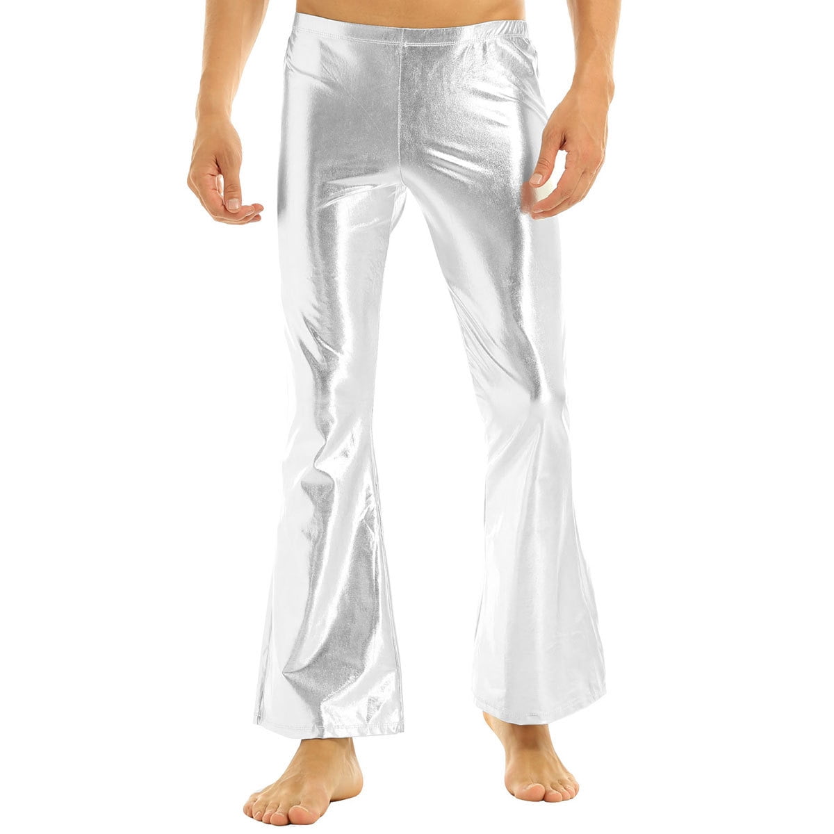 Men's Flared Trousers Formal Pants Bell Bottom Pant Dance White Suit Pants  Suit Pants for Men Khaki 28-30（Remark size） | PGMall