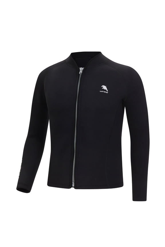 Mens Swim Coat Swimsuit Rash Guard Long Sleeve Zipper Jacket for Beach Swimming Surfing Black M