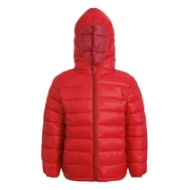 MSemis Puffer Jacket Winter Hooded Coat Lightweight Outwear for Kids Girls Boys Toddler Red 11-12