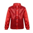 thumbnail image 1 of MSemis Unisex Boys Girls Long Sleeve Sequins Hip-hop Button Down Shirt Disco Tops, 1 of 4