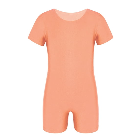MSemis Unisex Kids Boys Girls Shorts Sleeves Gymnastics Shorts Leotard Unitard Ballet Dance Bodysuit Orange 14