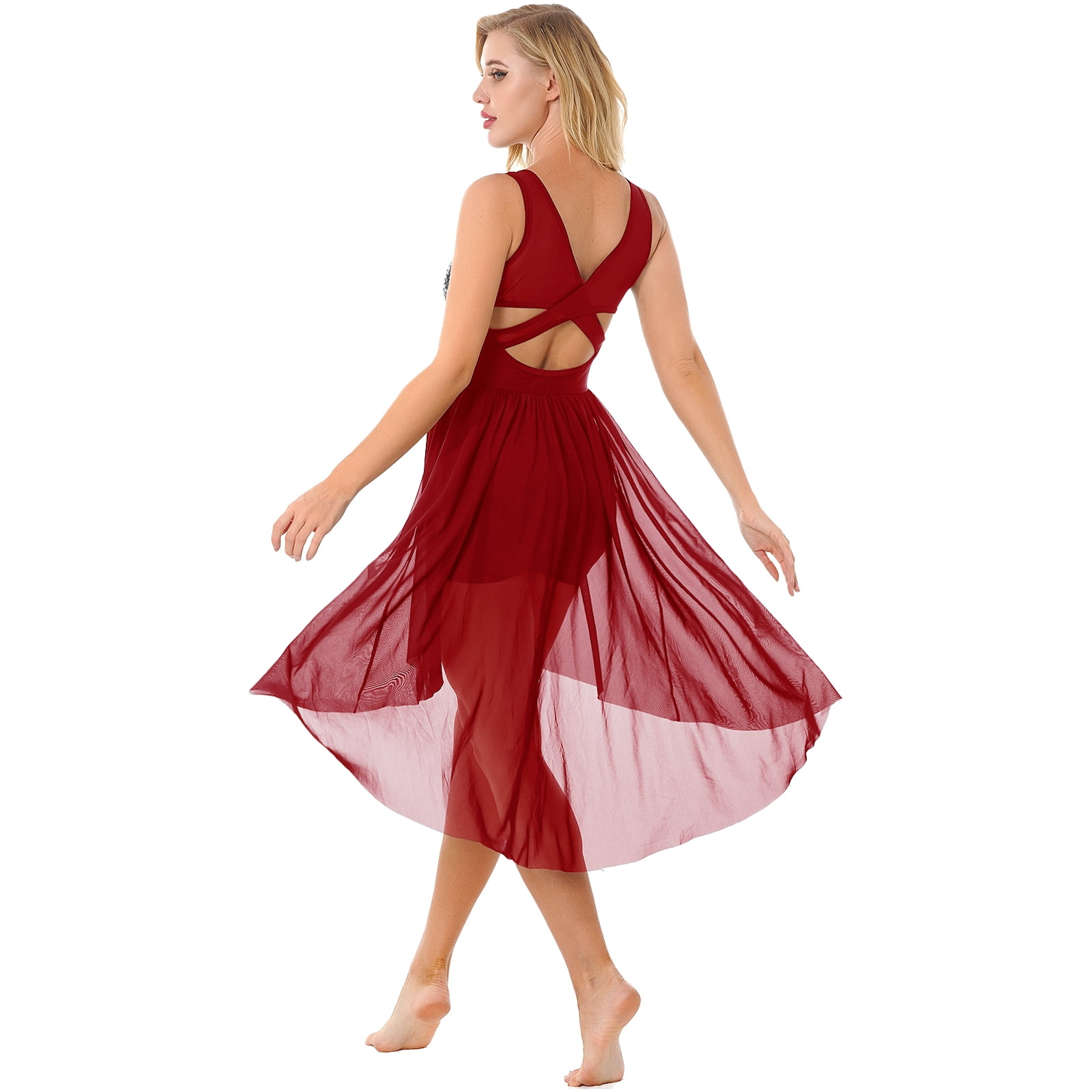 flowy dance dresses Contemporary Dance Dresses for Women Girls White Chiffon Modern Ballet –  Moderndancedress.com