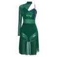 thumbnail image 1 of MSemis Women Modern Lyrical Dance Dress Single Sleeve Ballet Ballroom Dresses Green XXL, 1 of 5