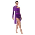 thumbnail image 1 of MSemis Women Modern Lyrical Dance Dress Single Sleeve Ballet Ballroom Dresses Purple M, 1 of 5