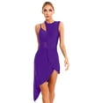 thumbnail image 1 of MSemis Women One Shoulder Lyrical Modern Dance Dress Ballet Leotard Purple S, 1 of 6