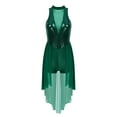 thumbnail image 1 of MSemis Women Sequins Lyrical Dance Dress Halter Neck Mesh Contemporary Dance Costume Green XL, 1 of 6