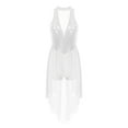 thumbnail image 1 of MSemis Women Sequins Lyrical Dance Dress Halter Neck Mesh Contemporary Dance Costume White XXL, 1 of 6