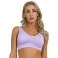 thumbnail image 1 of MSemis Women's Athletic Yoga Sports Bra Breathable Hollow Out Workout Crop Top Lavender S, 1 of 6