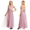 thumbnail image 1 of MSemis Women's Cap Sleeve Lace High Waist Backless Elegant Tulle Bridesmaid Dress Formal Occasion, 1 of 7