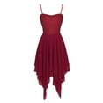 thumbnail image 1 of MSemis Women's Chiffon Spaghetti Strap Asymmetric Lyrical Dance Swing Party Dress, 1 of 3