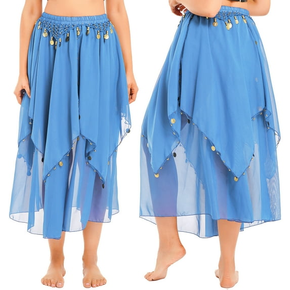 MSemis Women's Dance Skirt Belly Dancing Skirts Long Layered Skirt