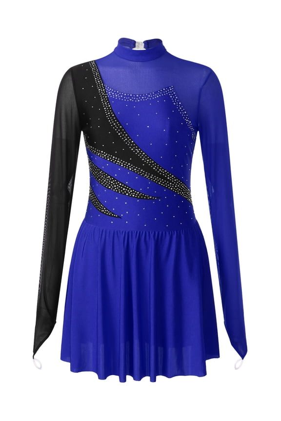 Women's Figure Ice Skating Dance Dress Roller Skating Dance Competition Royal Blue S