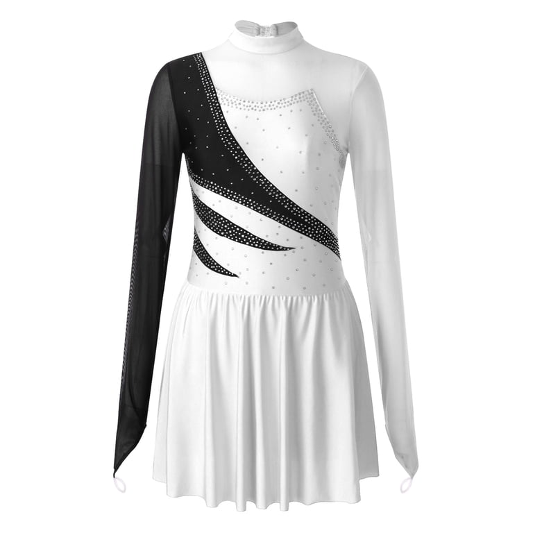black and white figure skating dress SG.MODA Figure Skating Dress/Italian Fabric, Made in Europe