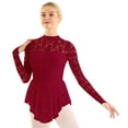 thumbnail image 1 of MSemis Women's Floral Lace Long Sleeve Figure Ice Skating Dress, 1 of 4