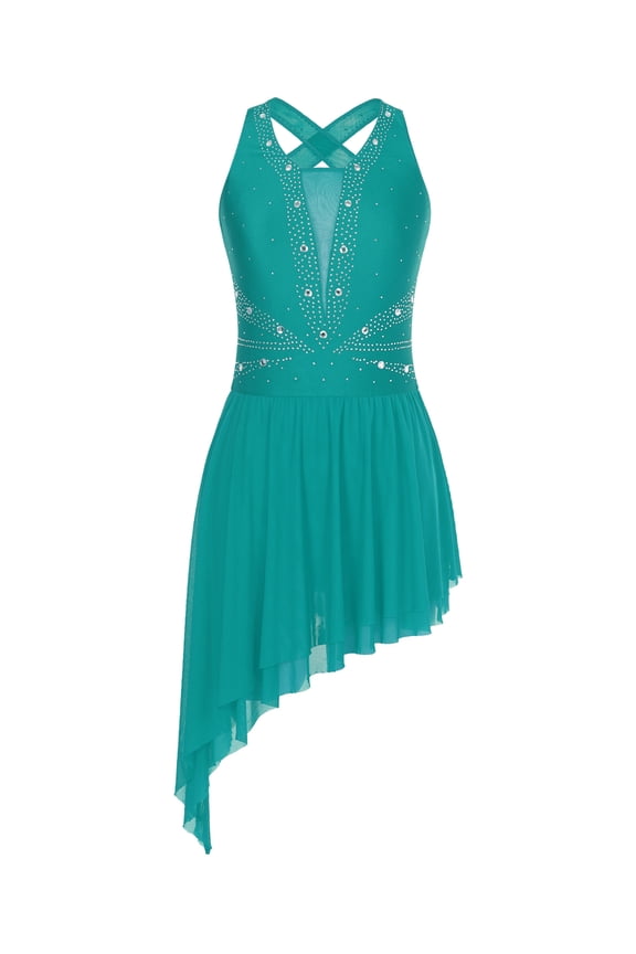 Women's Girls Lyrical Modern Dance Contemporary Dance Dress Ballet Leotard Green S