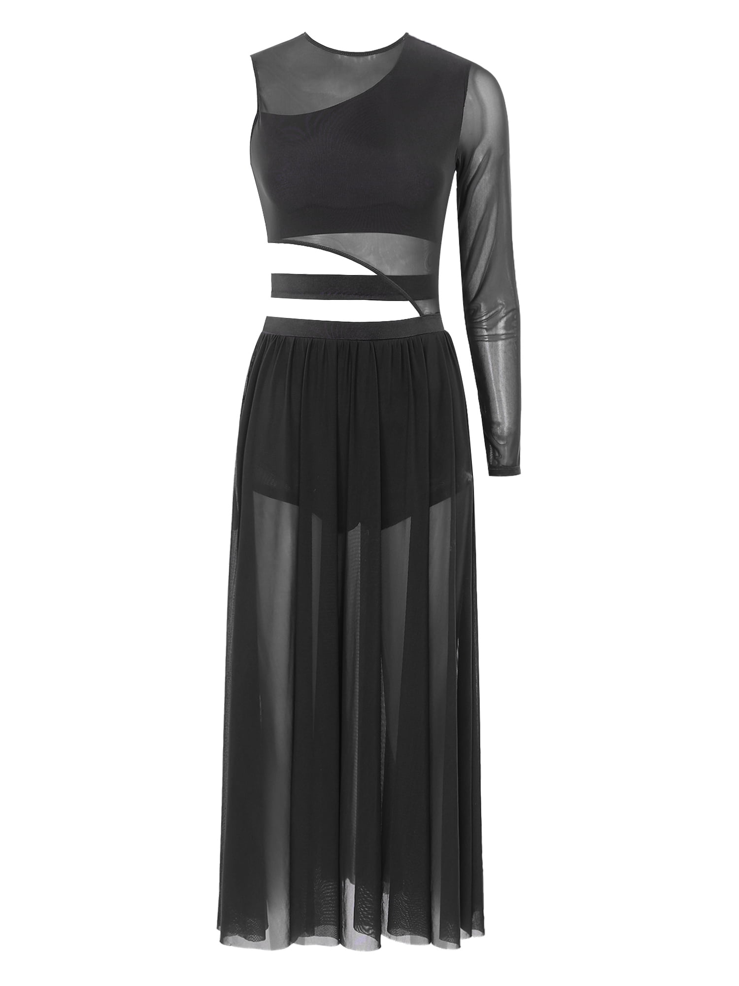 black mesh dance dress MSemis Women's Long Lyrical Costume Modern Contemporary Dance L Port Authority Tall Long RAIL1 Color:TEAL A beautiful lyrical dress