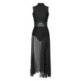 thumbnail image 1 of MSemis Women's Lyrical Dance Costume Rhinestone Long Mesh Modern Dress Black S, 1 of 6