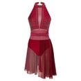 thumbnail image 1 of MSemis Women's Lyrical Modern Dance Costume Figure Ice Skating Dance Dress Gymnastic Leotard Burgundy XXL, 1 of 7