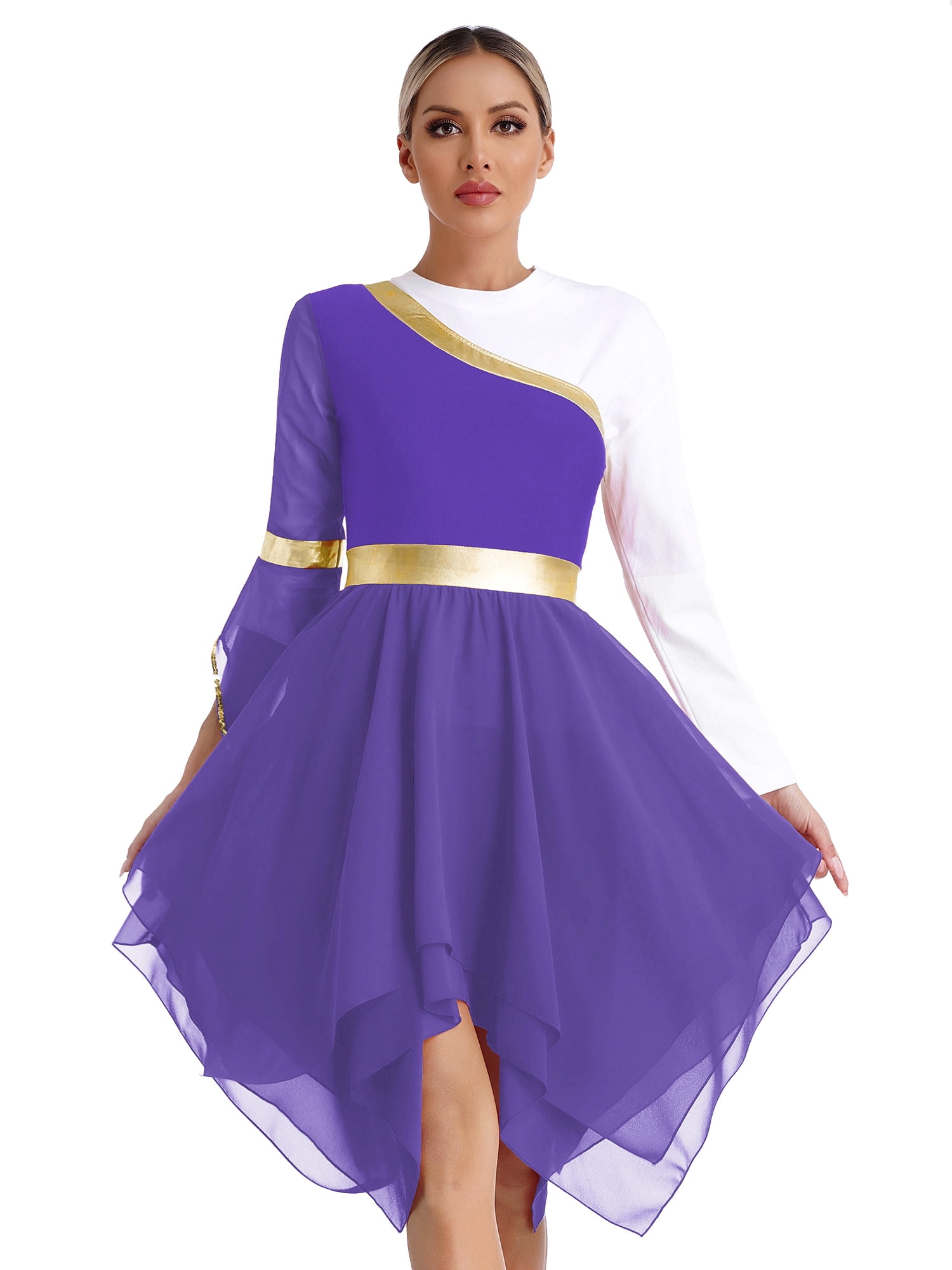 MSemis Women's Lyrical Praise Dance Costume Sequins Worship Liturgical