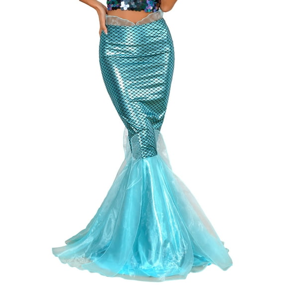 MSemis Women's Mermaid Skirt High Waist Long Fish Tail Pencil Skirt Blue XXL