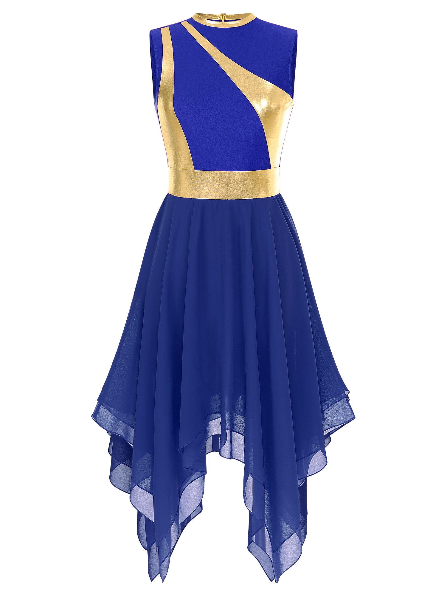 MSemis Women's Metallic Worship Praise Dance Dress Chiffon Lyrical Dance  Costume Royal Blue L - Walmart.com